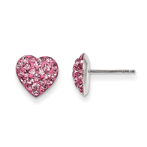 925 Sterling Silver Pink Preciosa Crystal Heart Post Stud Earrings Love Fine Jewelry Gifts For Women For Her 
